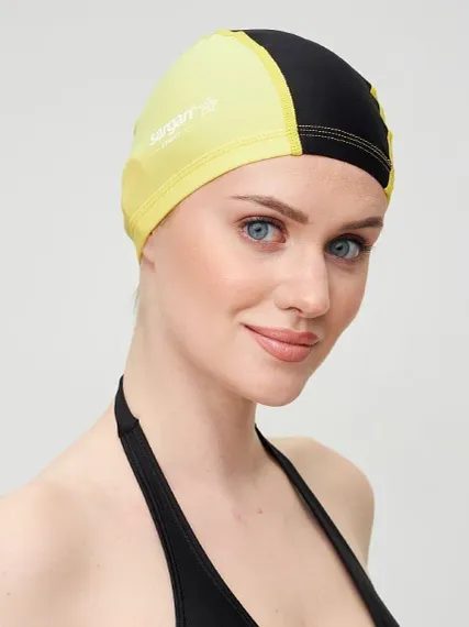 Шапочка для плавания лайкровая Sargan Классика унисекс черный/желтый