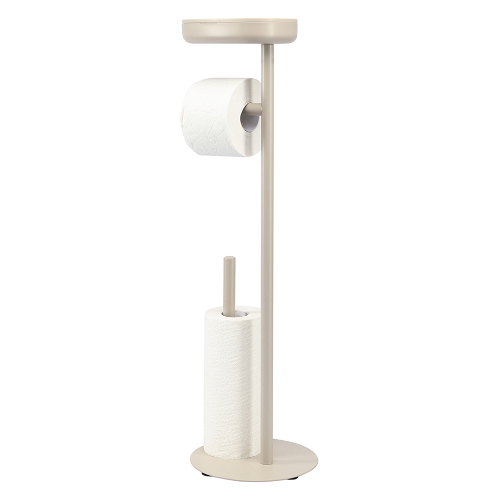 Держатель для туалетной бумаги с полочкой slim, светло-серый