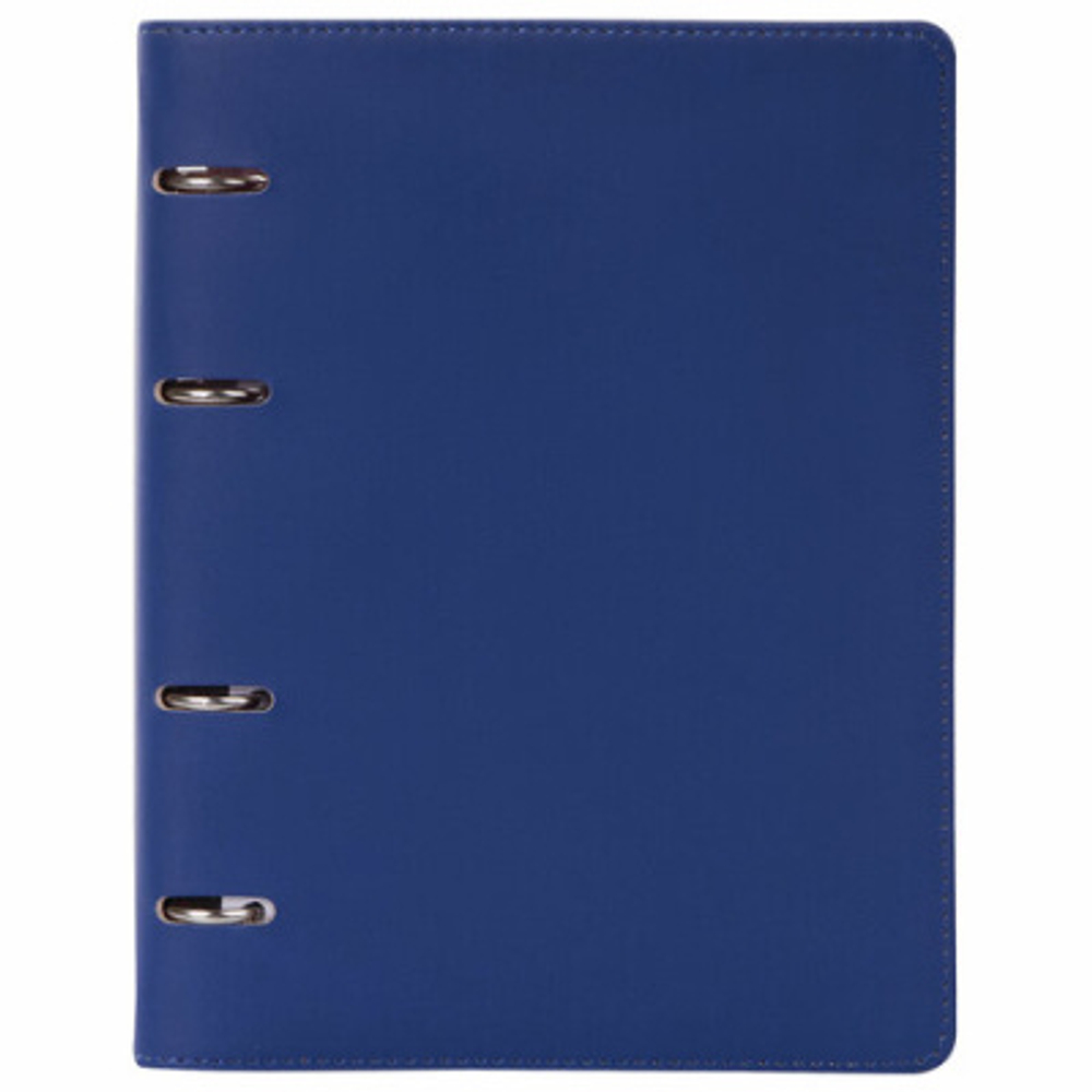 Тетрадь на кольцах А5 180х220мм, 120л, под кожу, BRAUBERG Fusion, синий/оранжевый, 129994