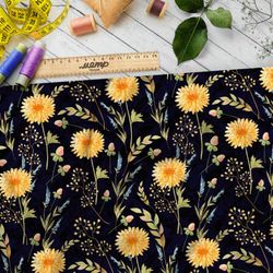 Ткань мембрана солнечные одуванчики на чёрном фоне