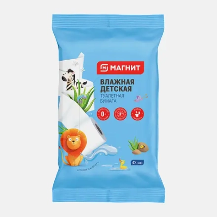 Туалетная бумага Магнит Влажная детская Алоэ 42шт