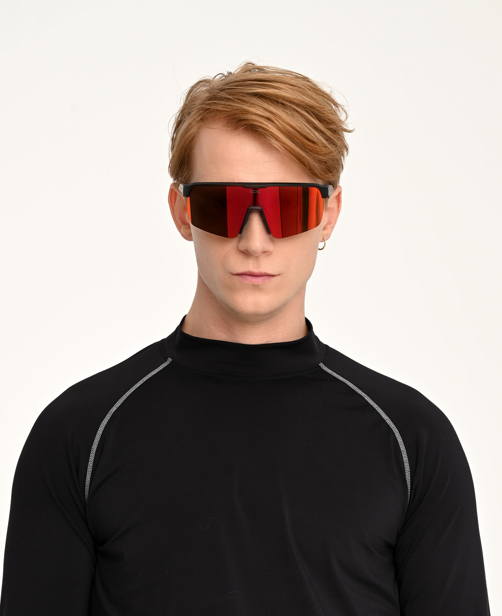 Спортивные очки GOG Hervor / Matt Cristal Black/Copper / Reflex Black-Red
