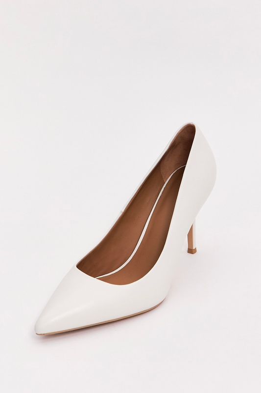 Туфли лодочки из кожи, молочный