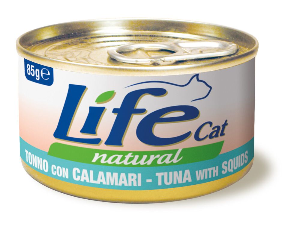 Консервы Lifecat tuna with squid rings для кошек тунец с кальмаром в бульоне 85 г