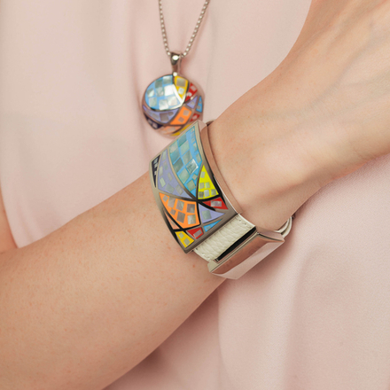 Браслет Fiore Luna на кожаном белом ремешке CB01156-6 M/S