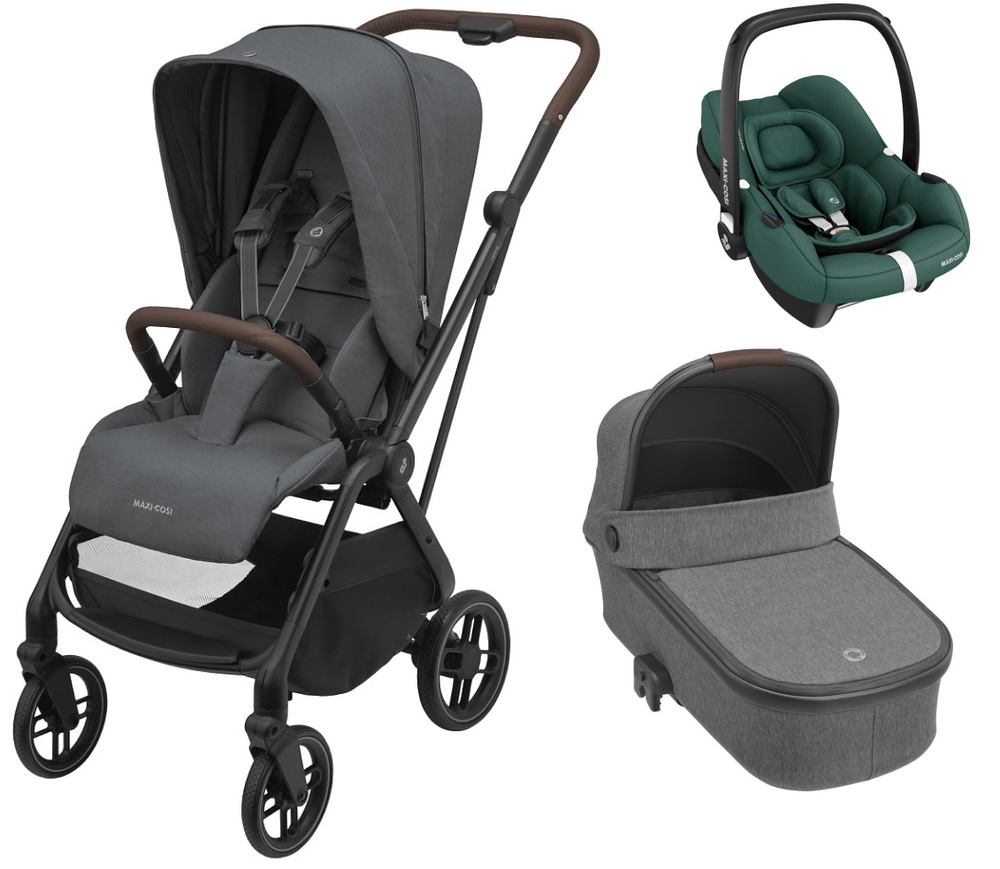 Детская коляска Maxi-Cosi Leona² Oria 3 в 1 с автокреслом CabrioFix Essential green 1204204110 Twillic Graphite/1507029110 Select Grey