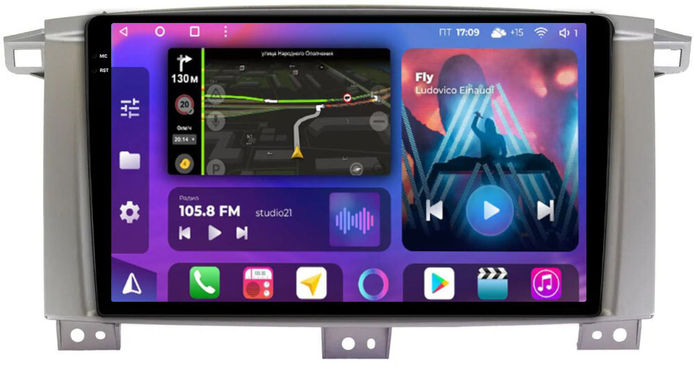 Магнитола для Toyota Land Cruiser 105 1998-2007 - FarCar BM457/1234M-2K монитор 9.5" 2K QLED на Android 14, TS10, 4+32Гб, CarPlay, 4G SIM-слот