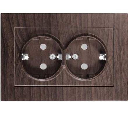 Розетка двухместная "UNIVersal" серия "Афина" с/з, з/ш, с/у, 16А, 220В, венге (еврослот) (HU2311)