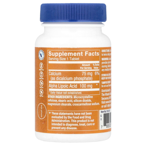 The Vitamin Shoppe, Альфа-липоевая кислота, 120 таблеток