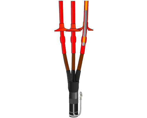 Муфта термоусаживаемая концевая наружной установки для трехжильного кабеля с пластмассовой изоляцией из сшитого полиэтилена с ЛЕНТОЧНЫМ экраном, БЕЗ  БРОНИ, на напряжение до 10 кВ включительно 3ПКНТп-10-70...120-КлЭ (без наконечников)