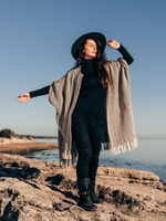 Бохо-накидка из фактурного хлопка (черный/зигзаг)