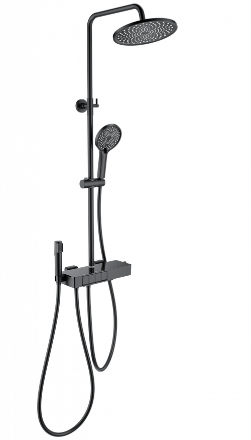 Душевая система с термостатом WONZON & WOGHAND MUSE Forte, Черный матовый (WW-B3580-MB)