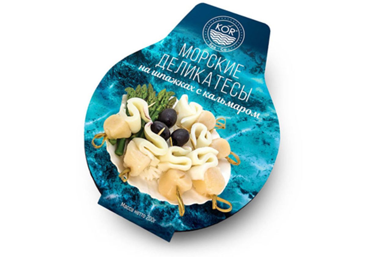 Морские деликатесы на шпажках с кальмаром Kor Sea Co, 200г