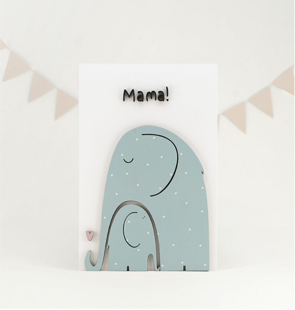Открытка с деревянным элементом «Mama» 15 × 10,5 см