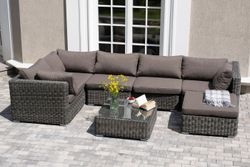 "Лунго" трансформирующаяся лаунж-зона из искусственного ротанга, цвет графит