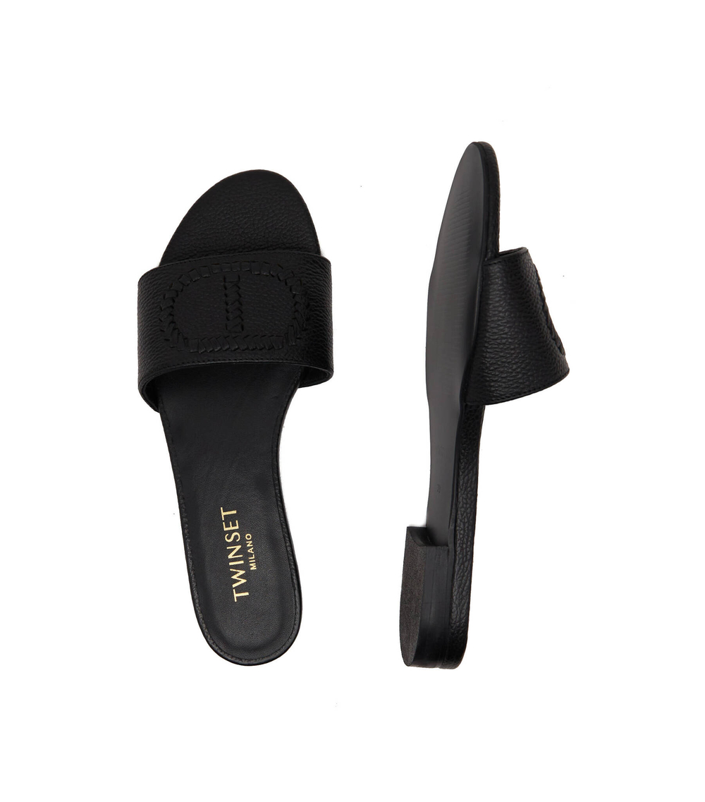 Кожаные шлепки TWINSET - черный(231TCT120)