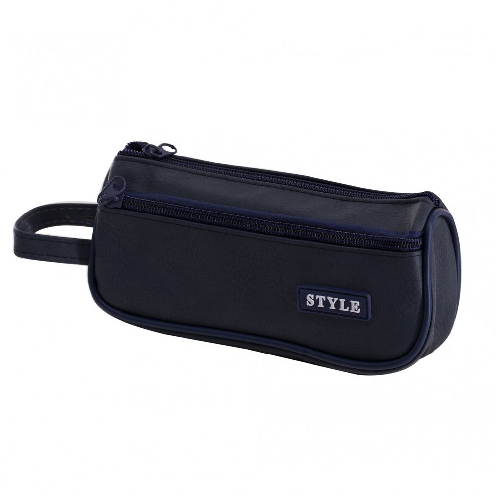 Пенал - косметичка Alingar, экокожа, молния, боковой карман, петля, 200 х 90 х 45 мм, "STYLE", темно-синий, европодвес
