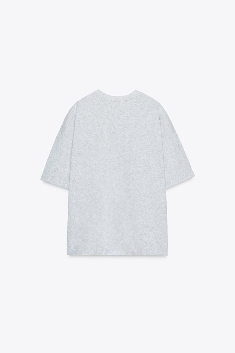 ZARA ФУТБОЛКА ОВЕРСАЙЗ С НАДПИСЬЮ, СЕРЫЙ МЕЛАНЖ