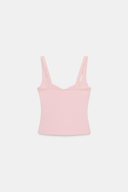 ZARA ТОП С ВЫРЕЗОМ СЕРДЕЧКОМ И ПУГОВИЦАМИ, РОЗОВЫЙ