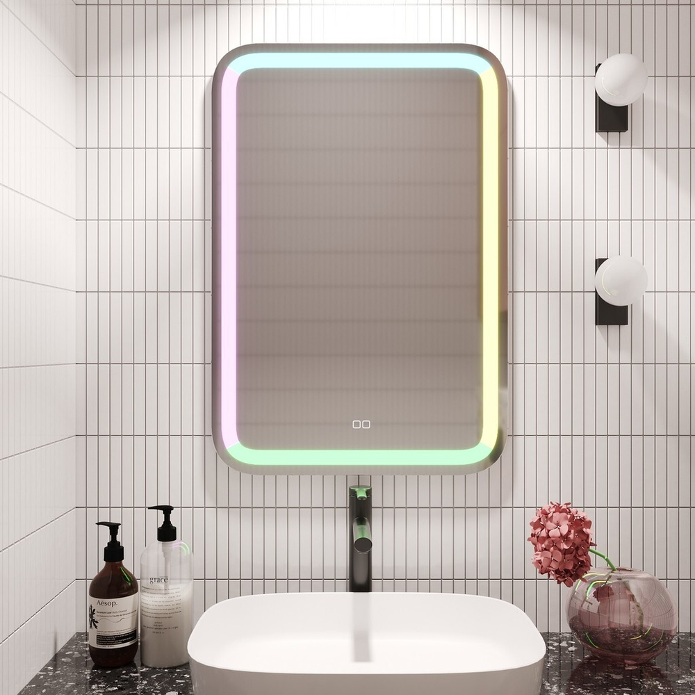 Зеркало MIXLINE "Мальта" RGB 550*800 (ШВ) сенсорный выключатель, МУЛЬТИ-ЦВЕТ