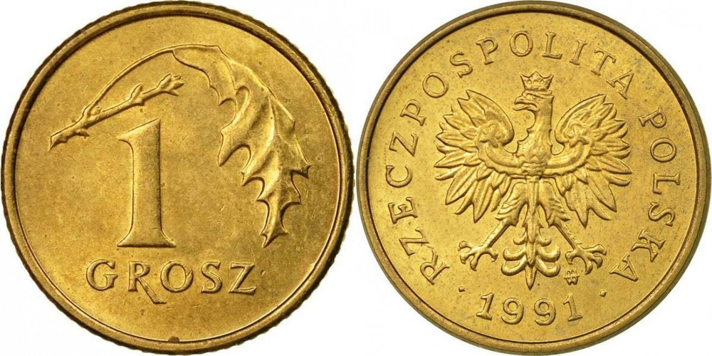 Польша 1 грош, 1990-2014 XF