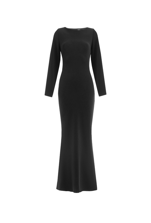 Платье приталенное с длинными рукавами черное 01-02-25 SS