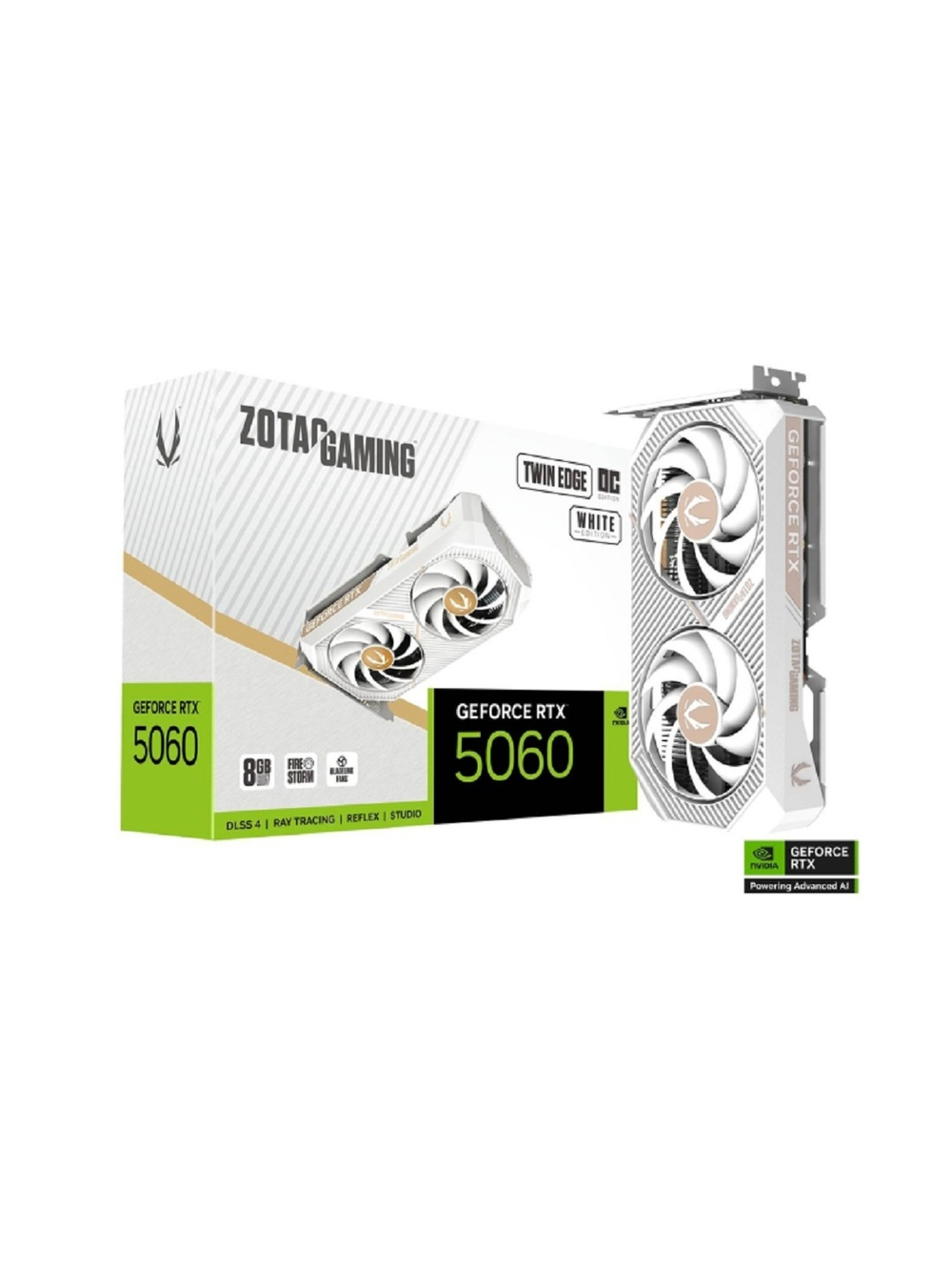 Видеокарта ZOTAC GAMING GeForce RTX 5060 Twin Edge OC White Edition  8GB GDDR7 128bit 2280/2527MHz 3*DP/HDMI 2*FAN (ZT-B50600Q-10M) RTL