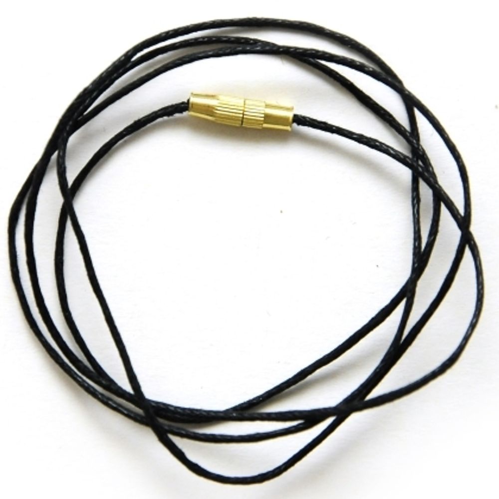 Гайтан шелковый для крестика. Черный, винтовая застежка.