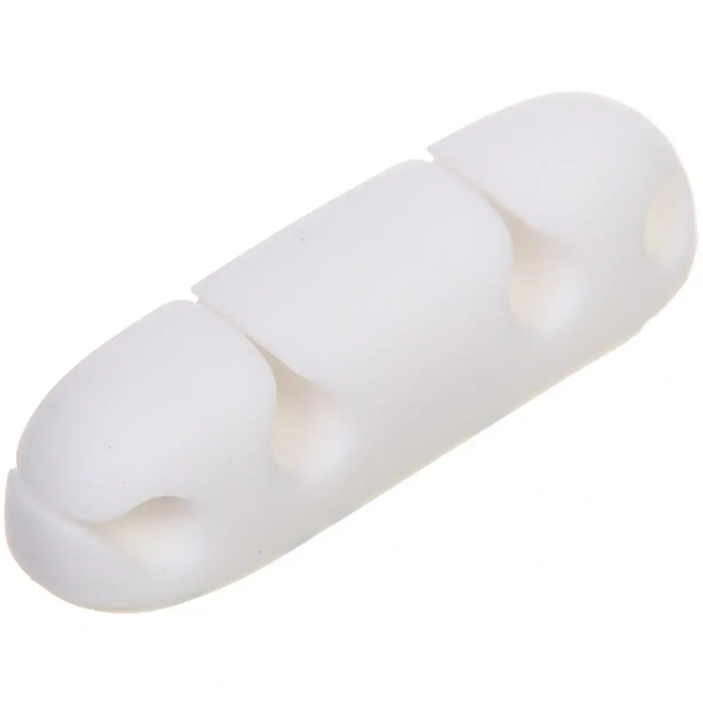 Держатель для проводов на липком слое «ДОМАНИЯ», 4 порта, цвет белый, 6,3*2см ( упак. ZIP пакет)