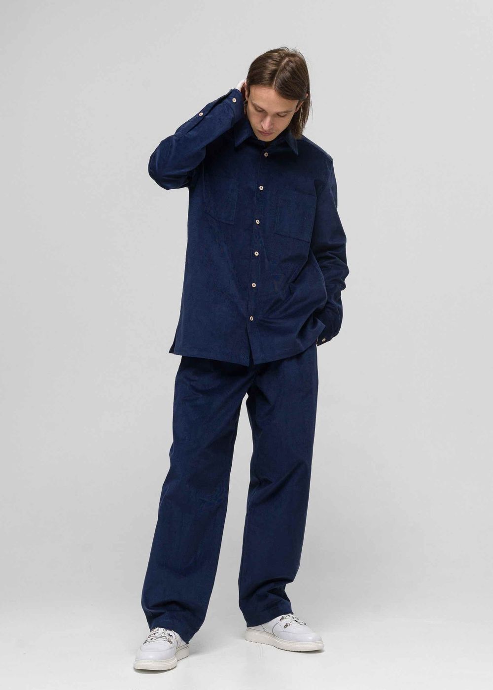 Рубашка FOS Микровельвет Синий