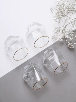 Набор шестигранных стаканов, 330мл, золотая кайма, 6 шт.