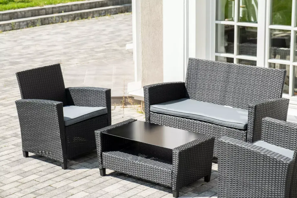 "Вашингтон" лаунж-зона из искусственного ротанга на 4 персоны, цвет черный