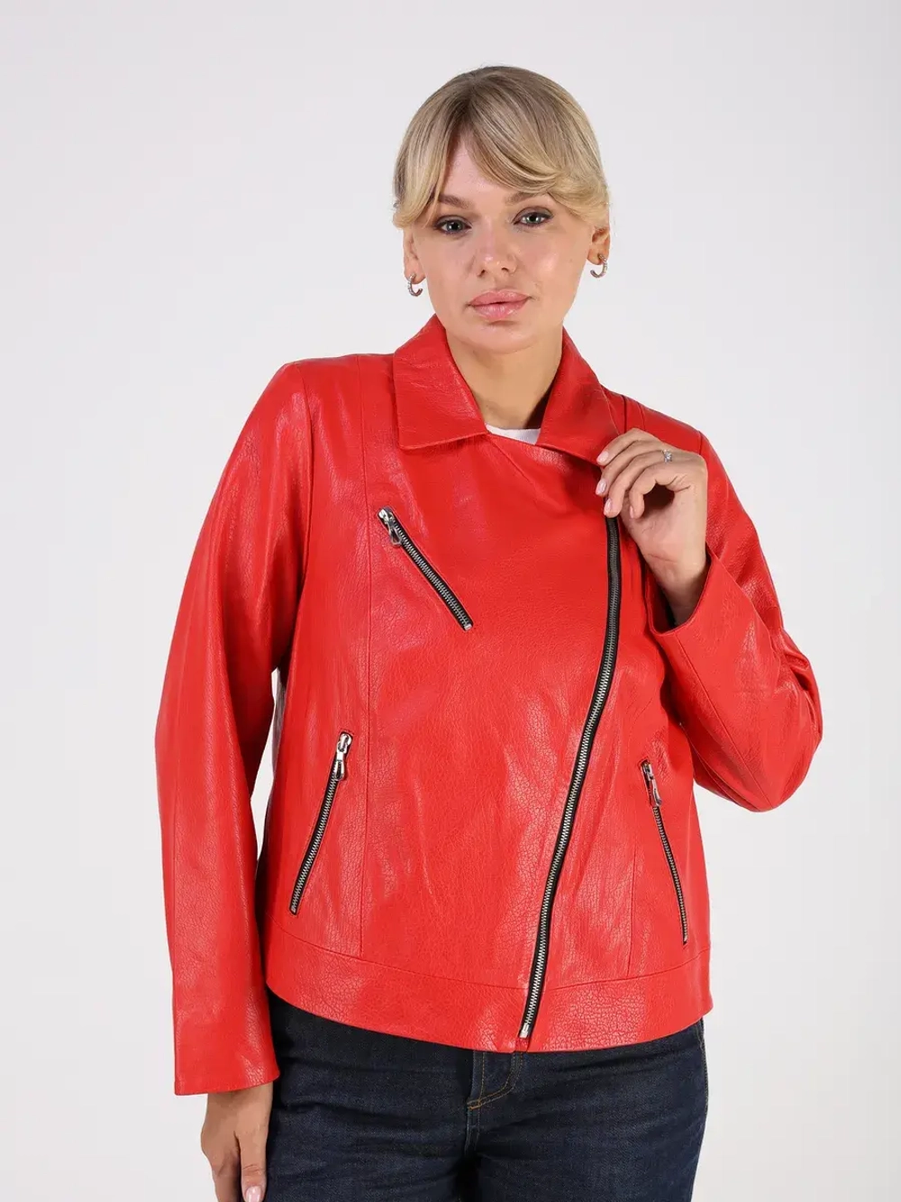 Кожаная куртка демисезонная косуха оверсайз