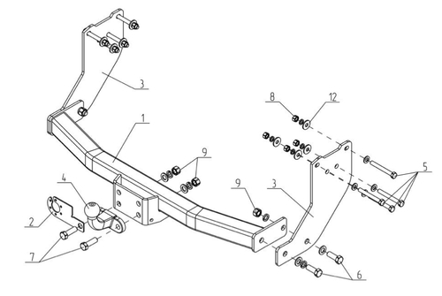 Фаркоп для Sollers Atlant L1H1 2023- Тип шара: F. Нагрузки: 2000/100 кг, SA 02