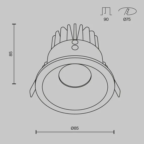 Встраиваемый светильник Зум / Zoom 12 Вт 4000 К 60° IP 65 Technical dl034-l12w4k-b