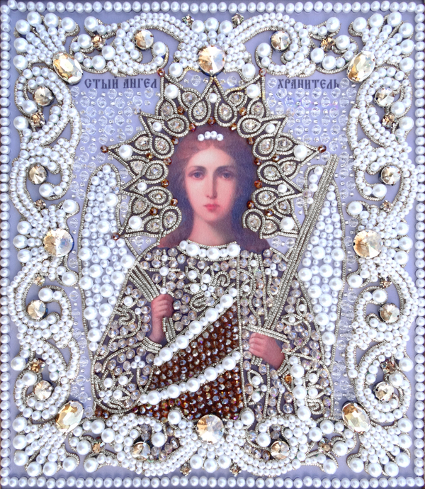 ЖС-8-СШ Набор для вышивания хрустальными камнями Ангел Хранитель (шампань)