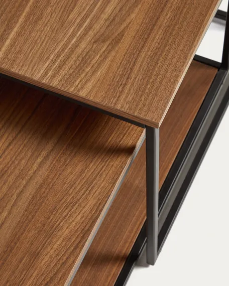 Набор из 2 столиков Yoana из орехового шпона и черного металла