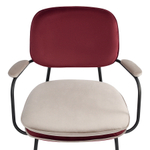 Стул с подлокотниками и контрастным кантом Bergenson Bjorn Pea, велюр, бордовый/бежевый