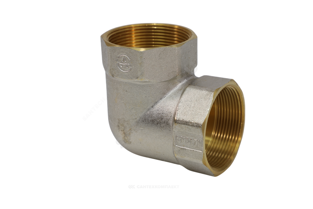 Угольник латунь никель Ду 40 (1 1/2") ВР/ВР 9001 ГОСТ 32585-2013 Aquasfera 9001-05