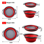 Набор дуршлаг силиконовый, складной, кухонный аксессуар для мытья фруктов и овощей, стильный,  2 шт (диаметр 22/9), красный