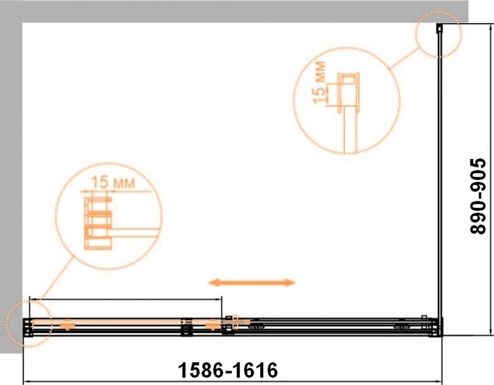 Душевой уголок Cezares DUET SOFT-M-AH-1-160/90-C-Cr