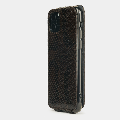 Чехол для iPhone 11 Pro из натуральной кожи питона, темно-коричневого цвета