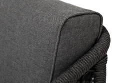 "Канны" кресло плетеное из роупа (узелки), основание дуб, роуп темно-серый круглый, ткань темно-серая 027