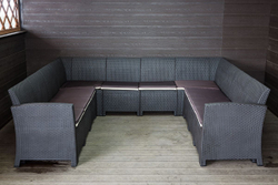 Садовый диван угловой П-образный Калифорния «California» на 10 мест с подушками на сиденье