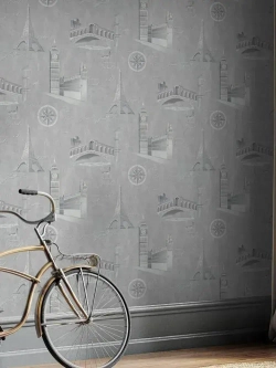 Обои винил горячего тиснения, моющиеся на флизелиновой основе Marvig Voyage 1.06м х 10.05м, штукатурка, цвет темно-серый