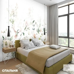 Флизелиновые фотообои 3D на стену 400х270 Листья и птицы