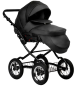 Детская коляска Indigo Barbara Eco Classic 3 в 1 с автокреслом Avionaut Cosmo Black Be03 черная кожа