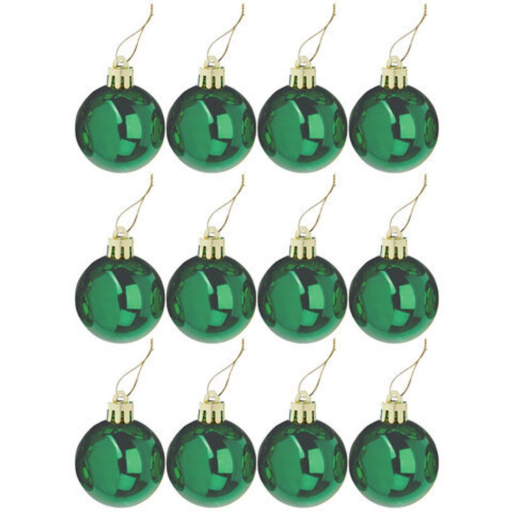 Шары елочные ЗОЛОТАЯ СКАЗКА, НАБОР 12 шт., пластик, 4 см, ЗЕЛЕНЫЕ, глянец, подвес, 591126