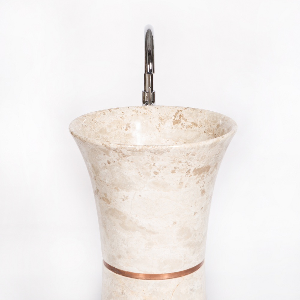 Раковина напольная из мрамора Pedestal Dandang Cream MN-03224 (50*50*90 см)
