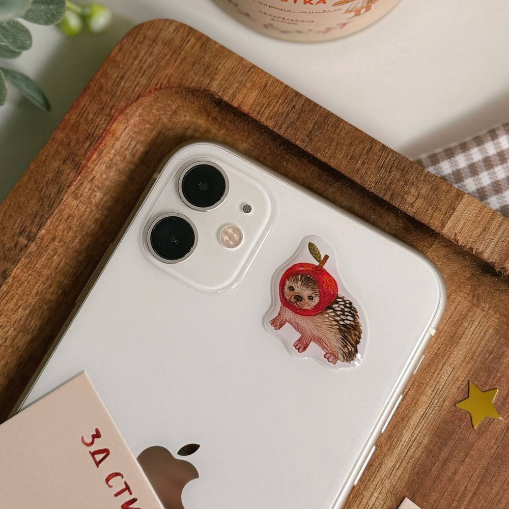 3-д стикер "ёжик-яблочко"